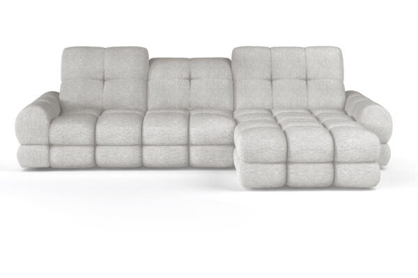 Minkštas kampas Torino S su elektriniu sėdynės reguliavimu 0–60 cm, 126 × 235 cm miegamąja vieta ir patalynės dėže